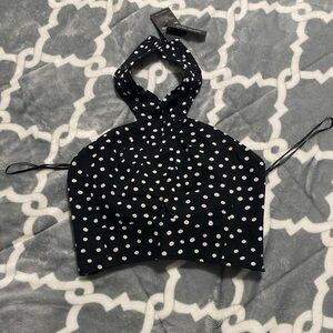 NWT river island dot halter top black white SZ XS UK6 EU 32